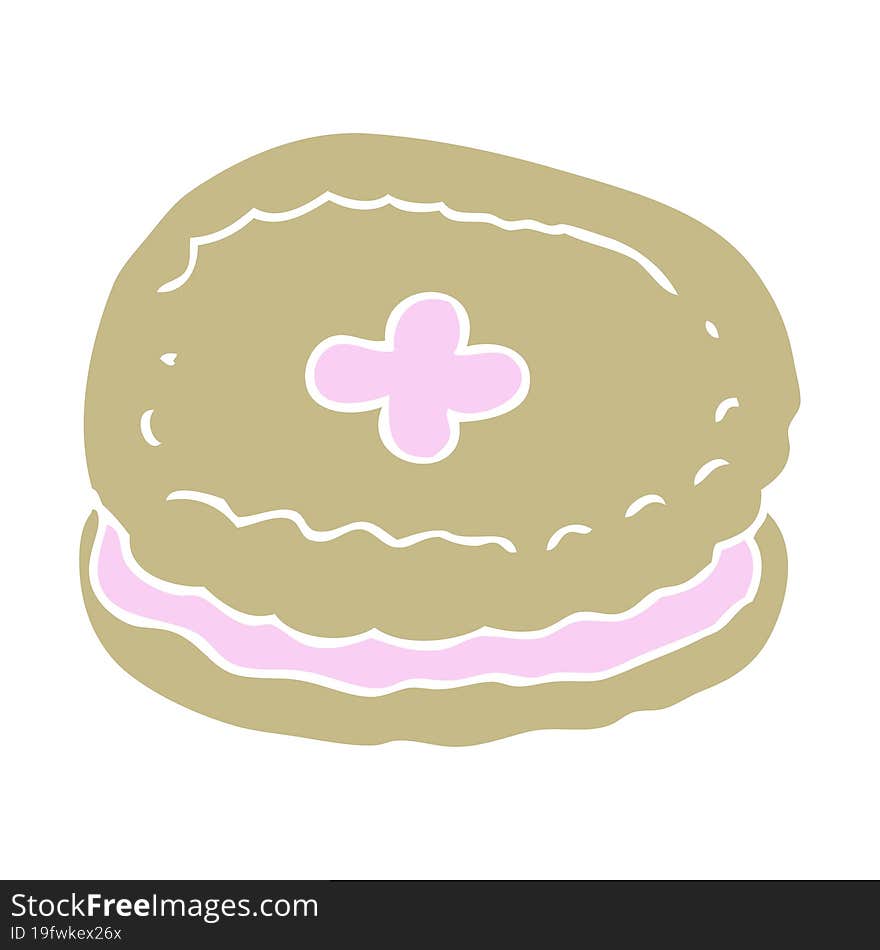 flat color illustration of a cartoon biscuit