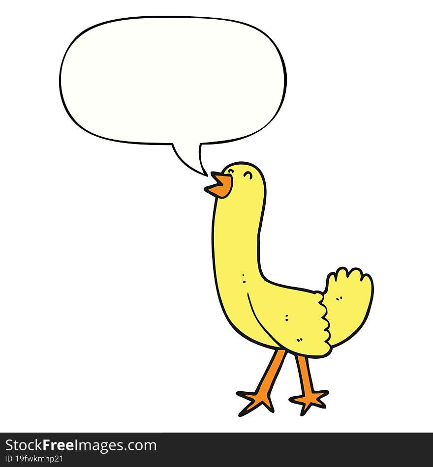 Cartoon Bird And Speech Bubble