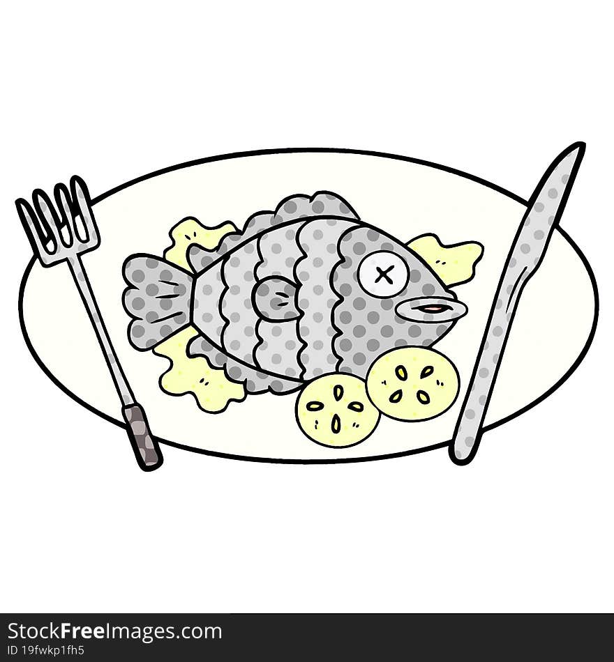 cooked fish cartoon. cooked fish cartoon