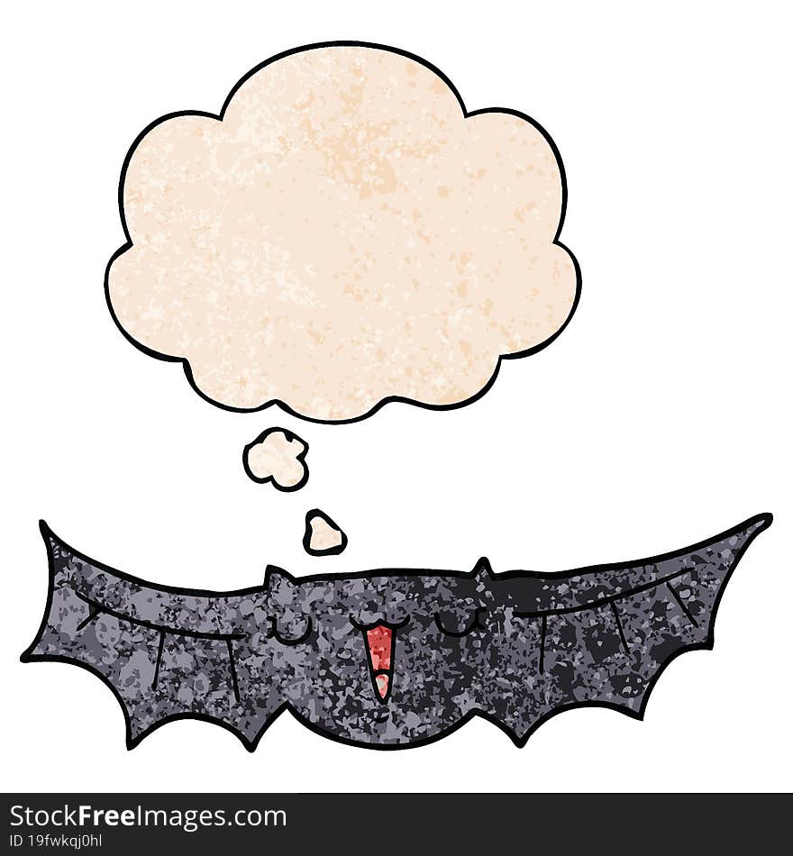 cartoon bat and thought bubble in grunge texture pattern style