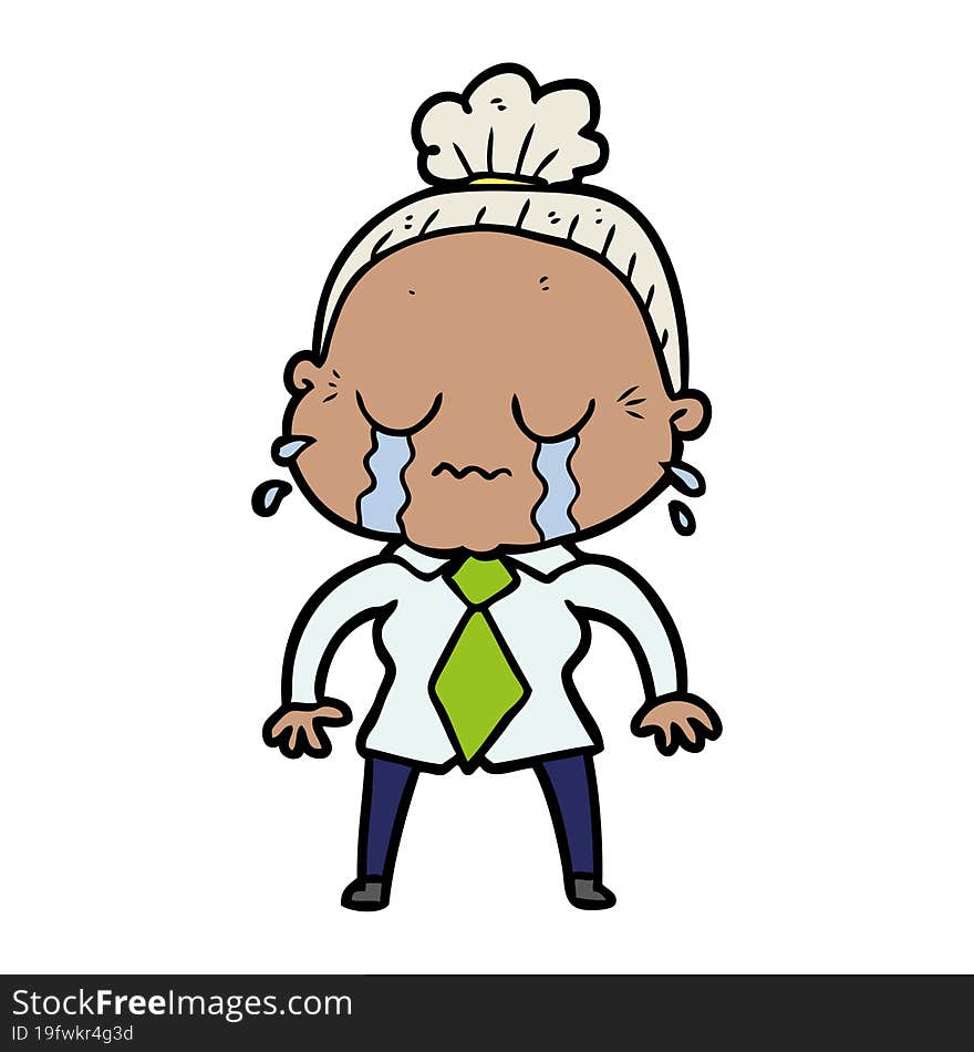 cartoon crying old lady. cartoon crying old lady