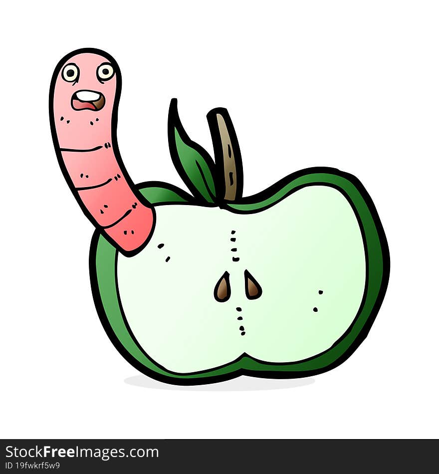 cartoon apple with worm