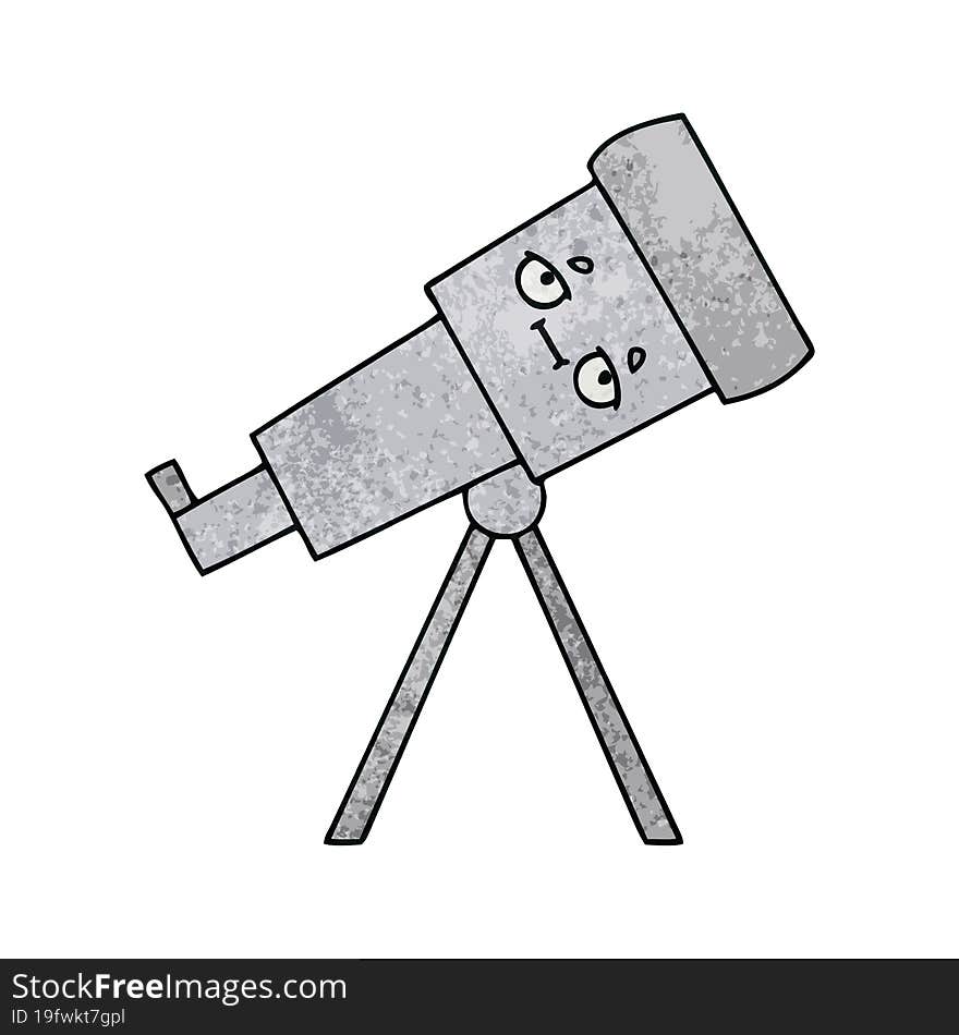 retro grunge texture cartoon of a telescope