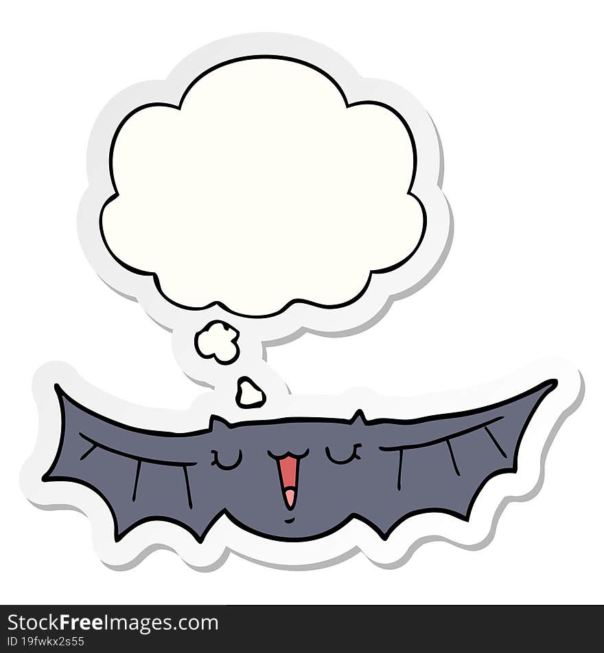 cartoon bat and thought bubble as a printed sticker