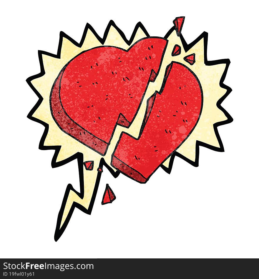 speech bubble textured cartoon broken heart symbol