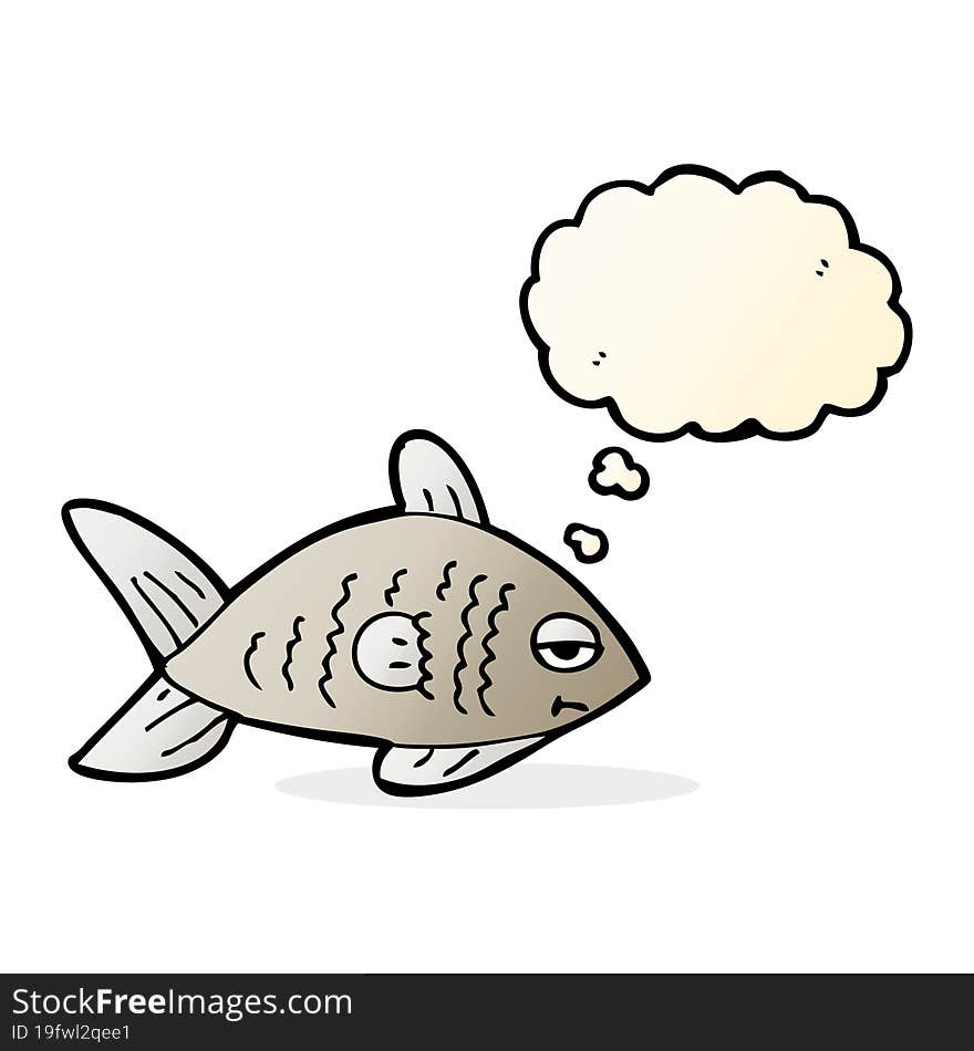 Cartoon Funny Fish With Thought Bubble