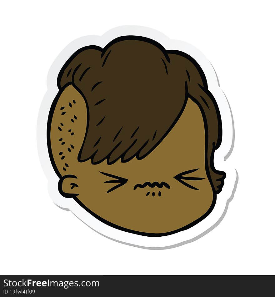 sticker of a cartoon female face