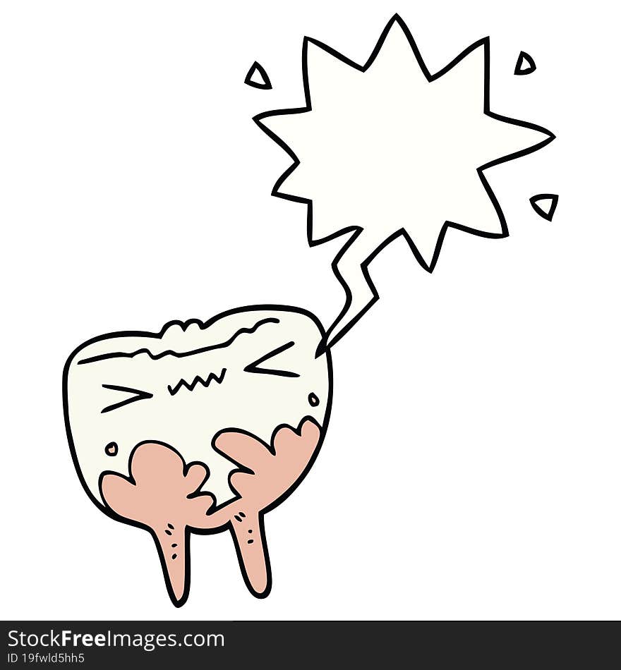 cartoon bad tooth and speech bubble