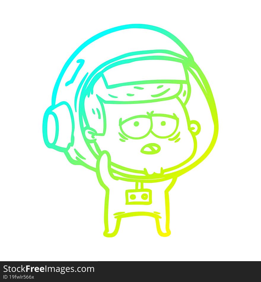 cold gradient line drawing cartoon tired astronaut