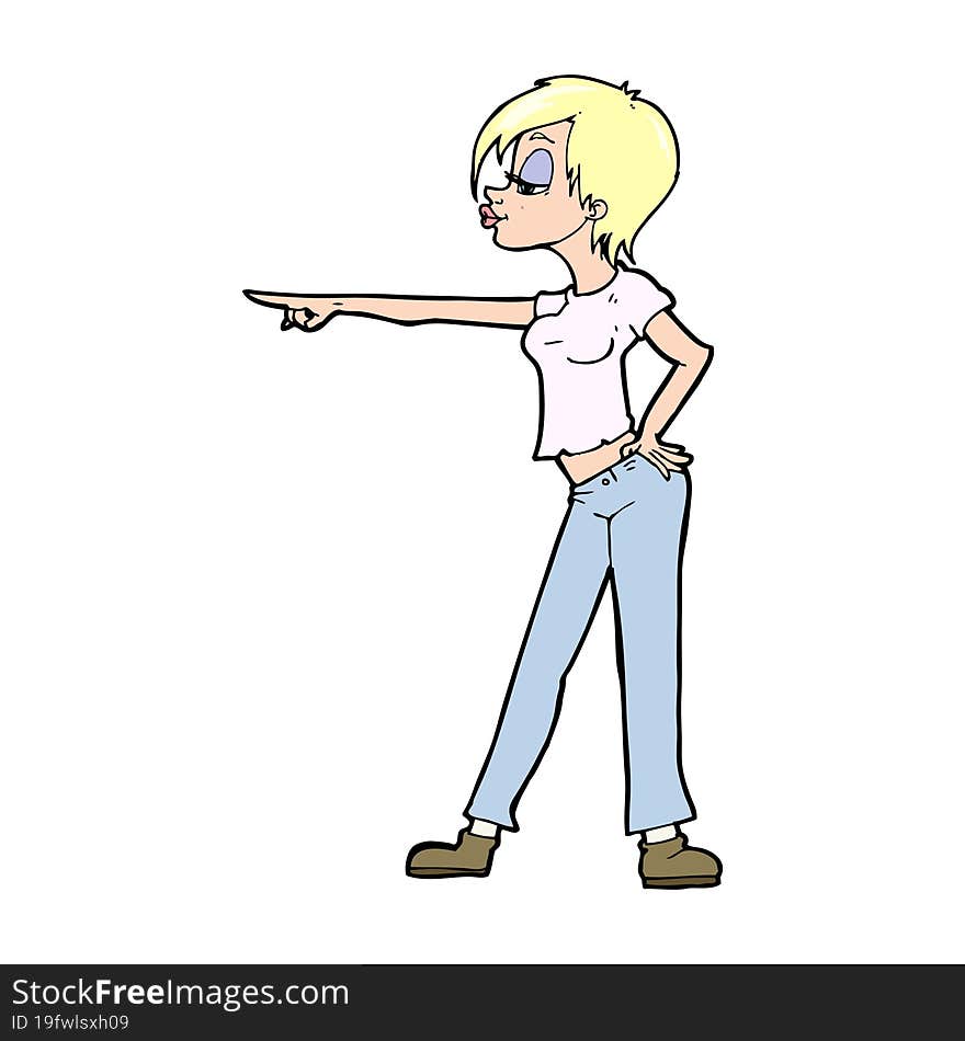 cartoon woman pointing