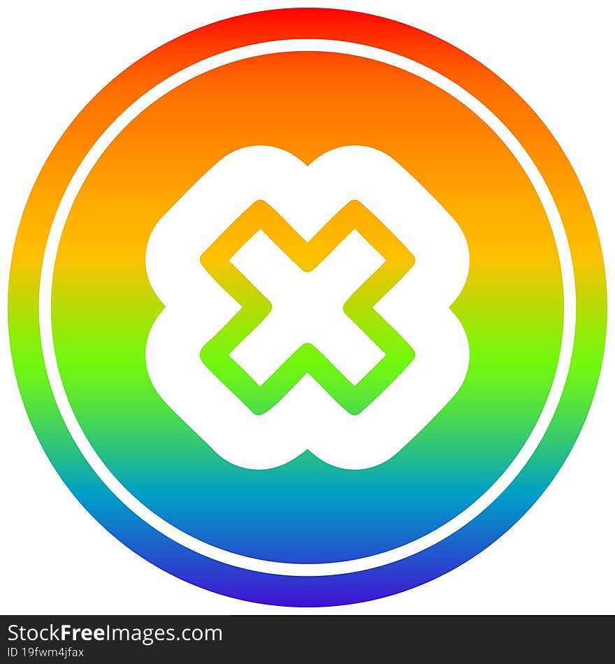 multiplication sign circular icon with rainbow gradient finish. multiplication sign circular icon with rainbow gradient finish