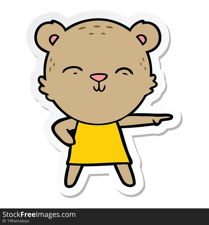 sticker of a happy cartoon bear