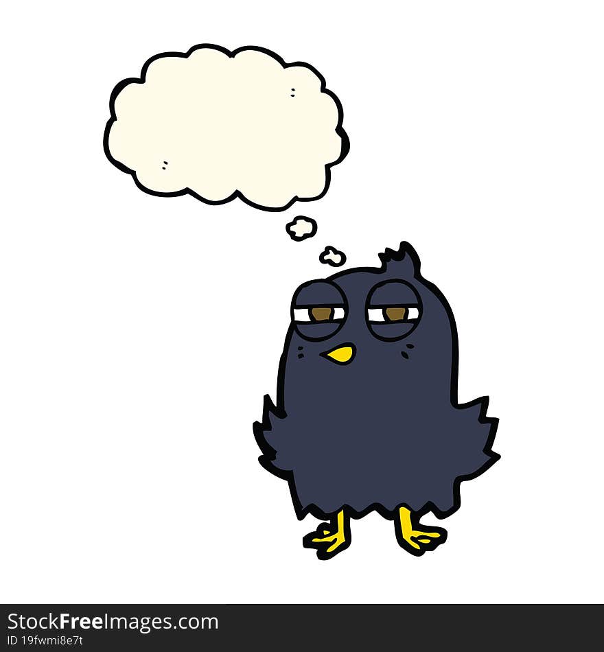 Funny Cartoon Bird With Thought Bubble