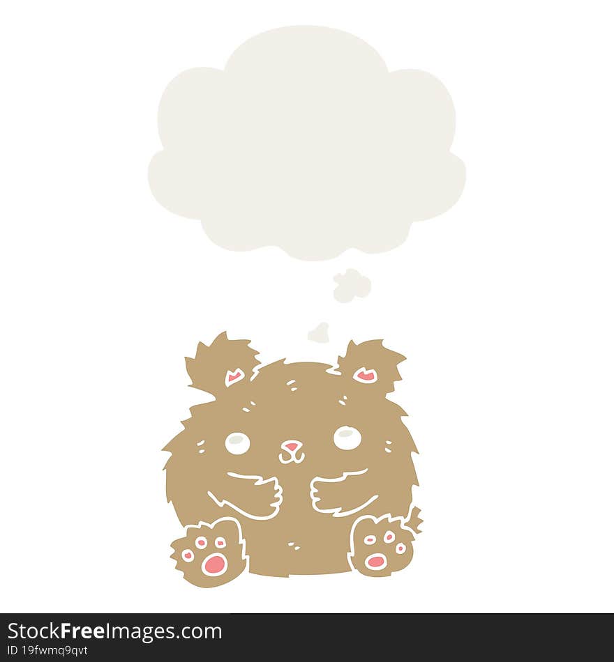 cute cartoon bear and thought bubble in retro style