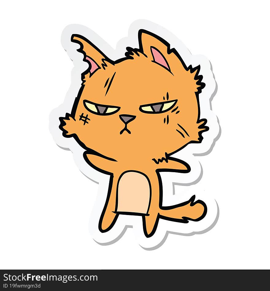 sticker of a tough cartoon cat