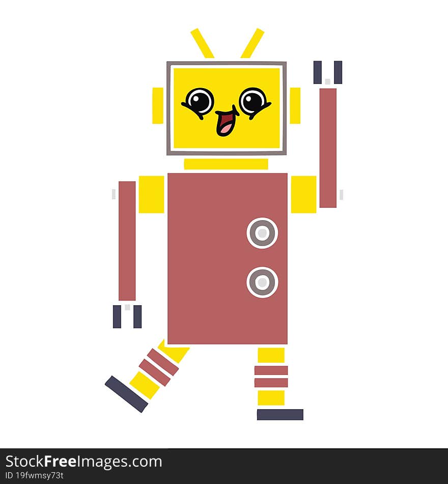 flat color retro cartoon of a robot