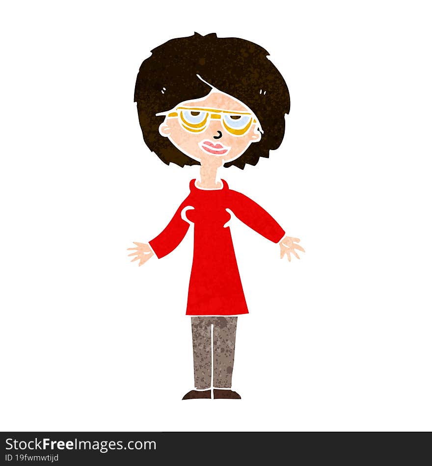 Cartoon Woman Wearing Glasses