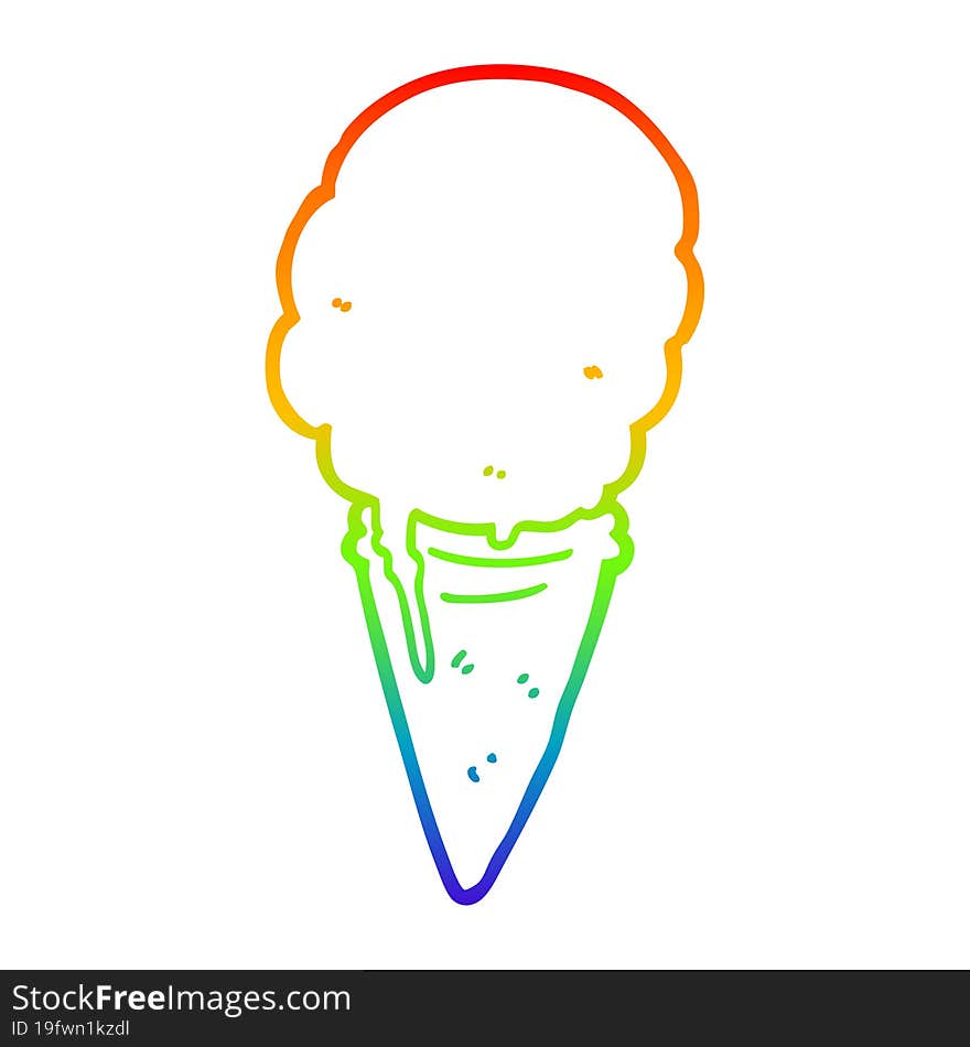 Rainbow Gradient Line Drawing Cartoon Ice Cream