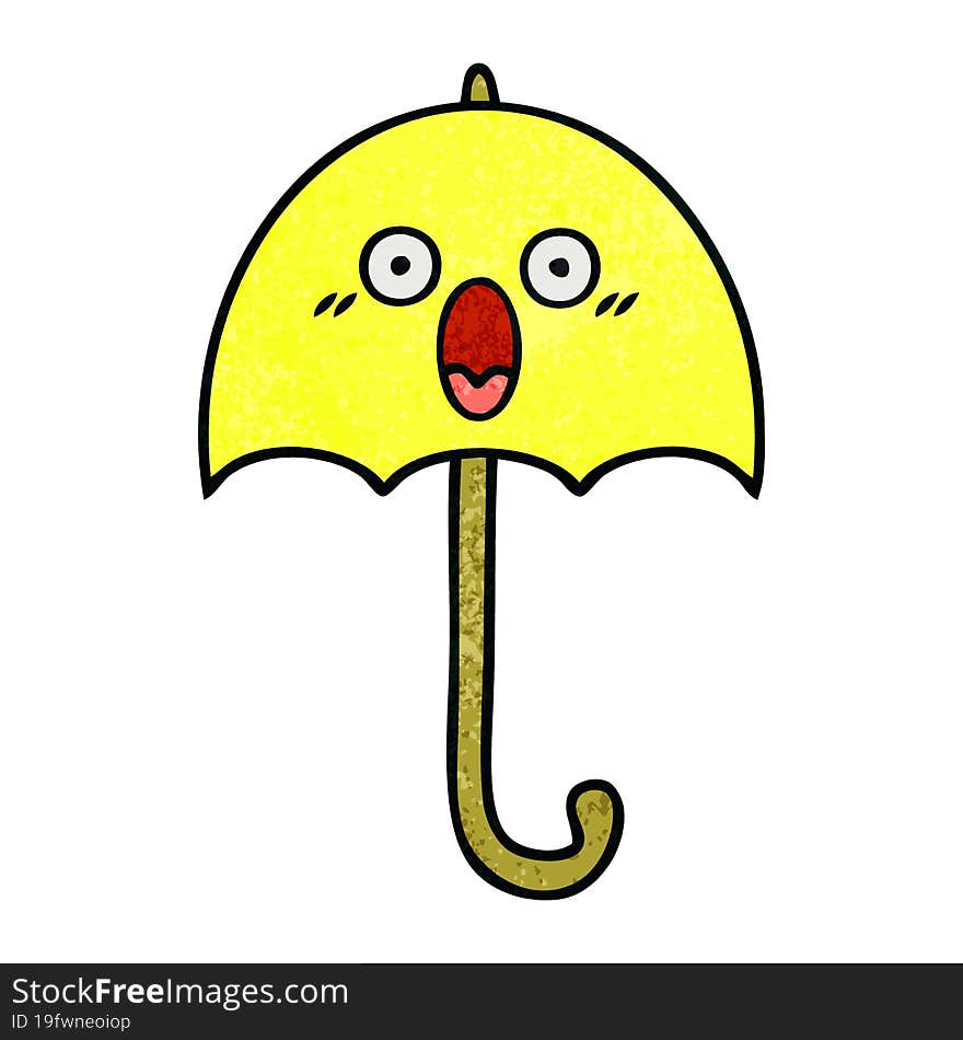 retro grunge texture cartoon of a umbrella