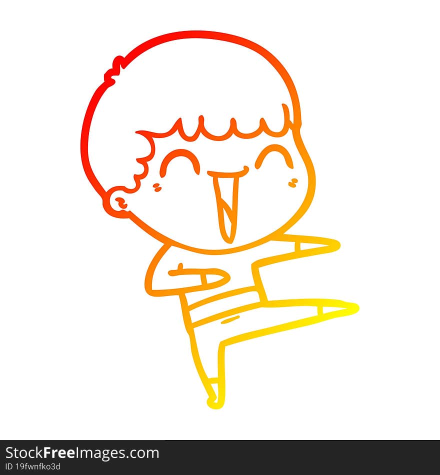 warm gradient line drawing of a cartoon happy man