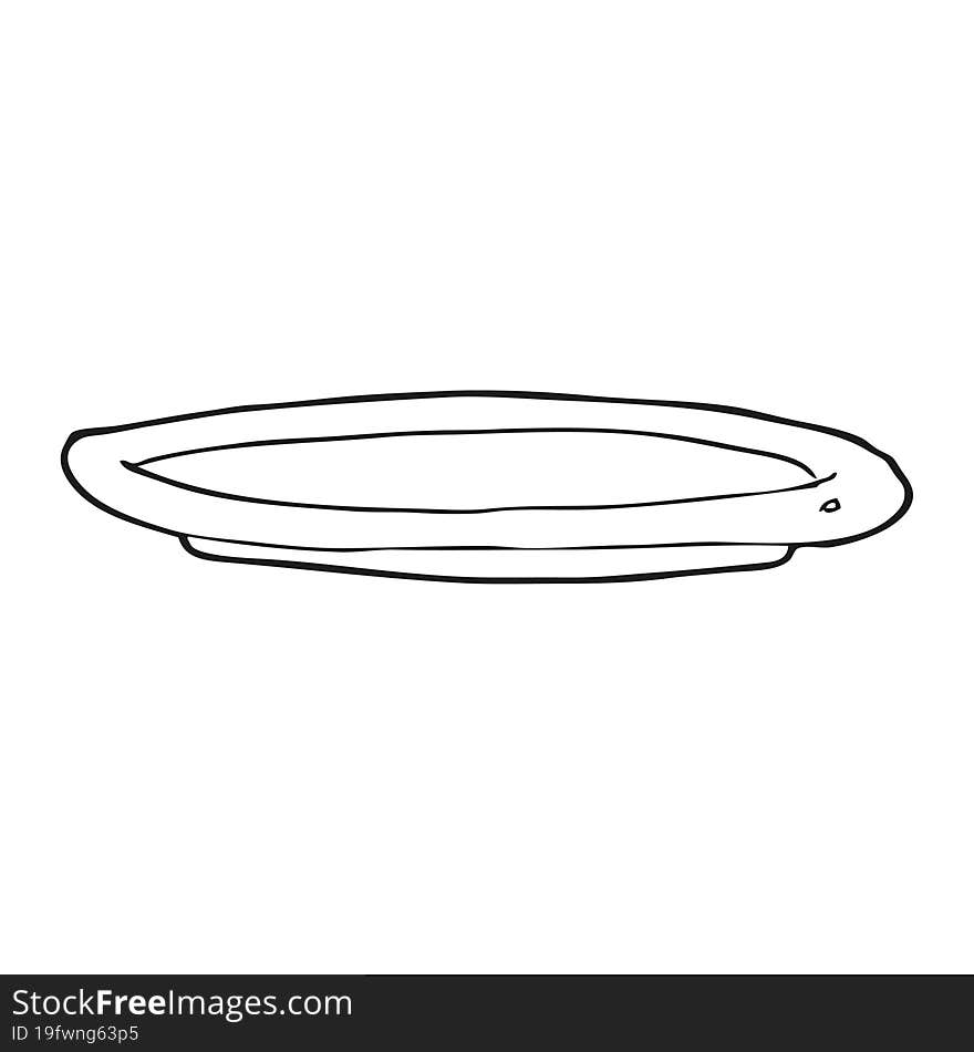 Black And White Cartoon Empty Plate