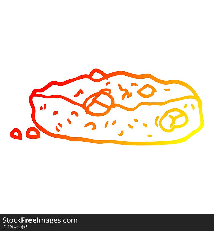 warm gradient line drawing cartoon choclate chip cookie