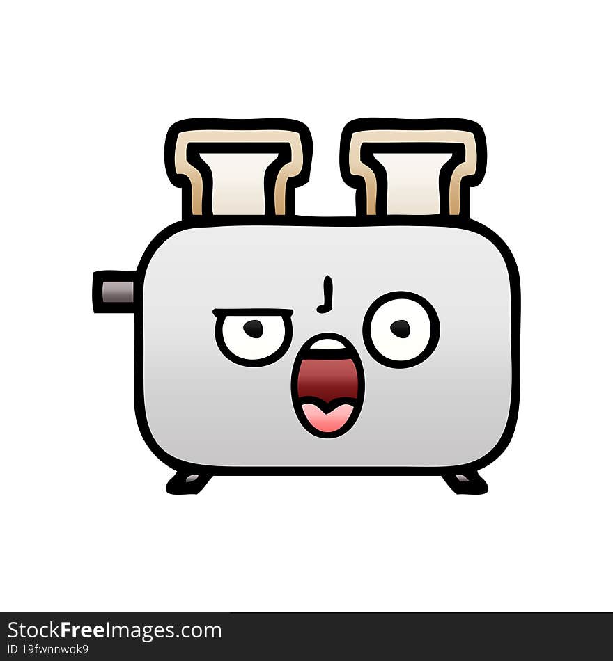 Gradient Shaded Cartoon Of A Toaster