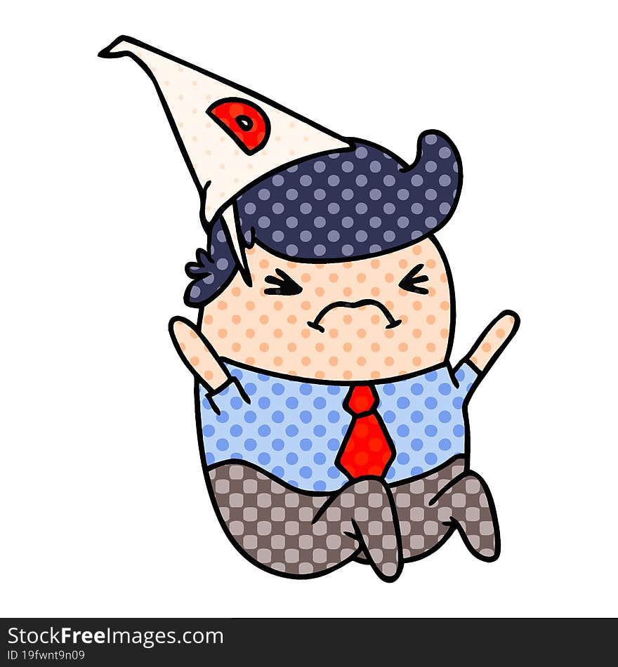 Cartoon Kawaii Man In Dunce Hat