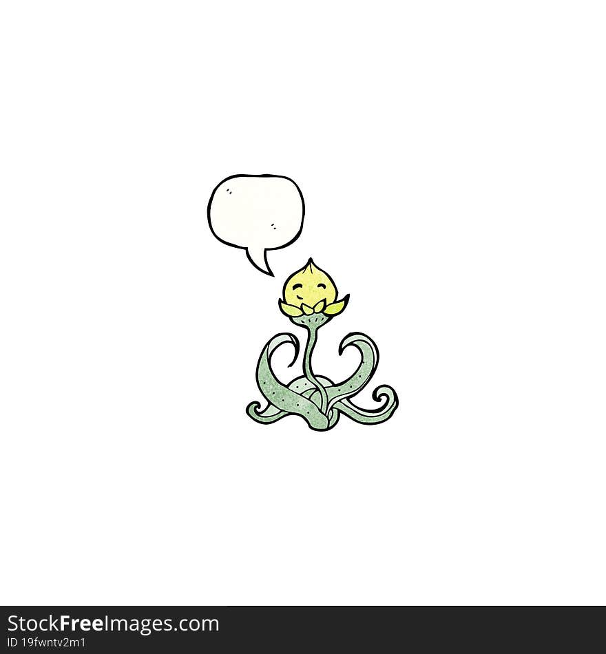 cartoon flower with speech bubble