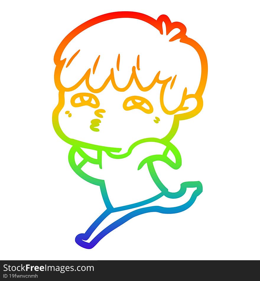 rainbow gradient line drawing cartoon curious man