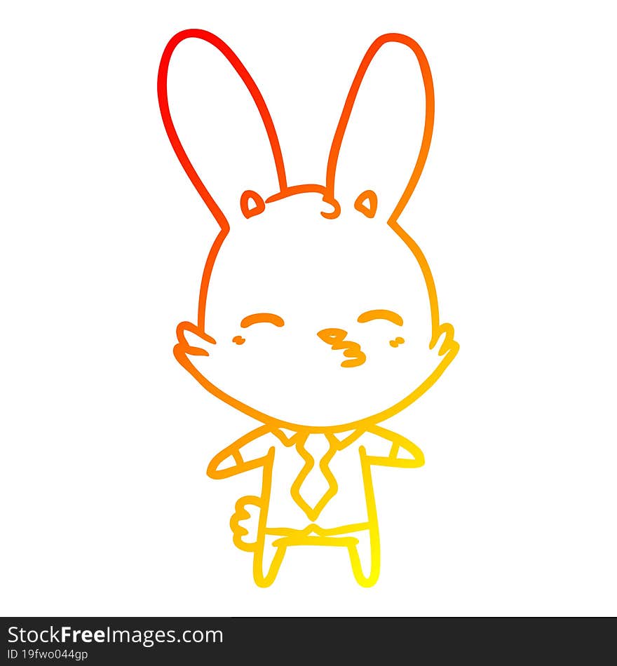 Warm Gradient Line Drawing Curious Bunny Cartoon