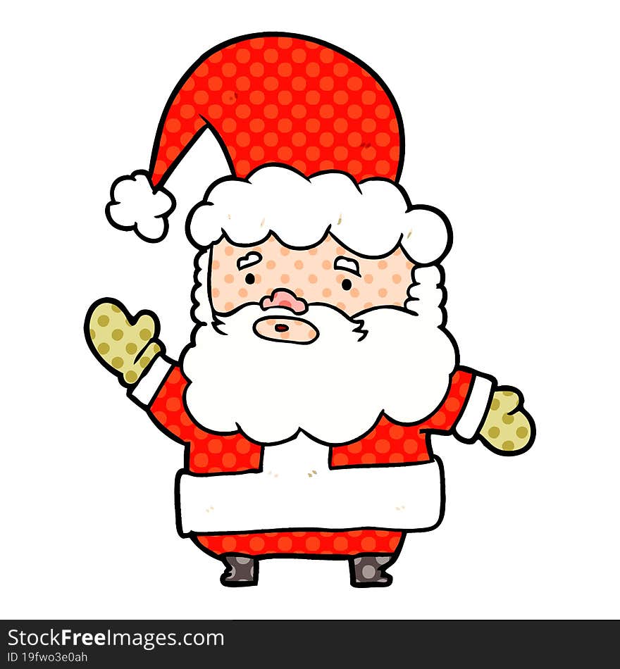 cartoon santa claus waving. cartoon santa claus waving