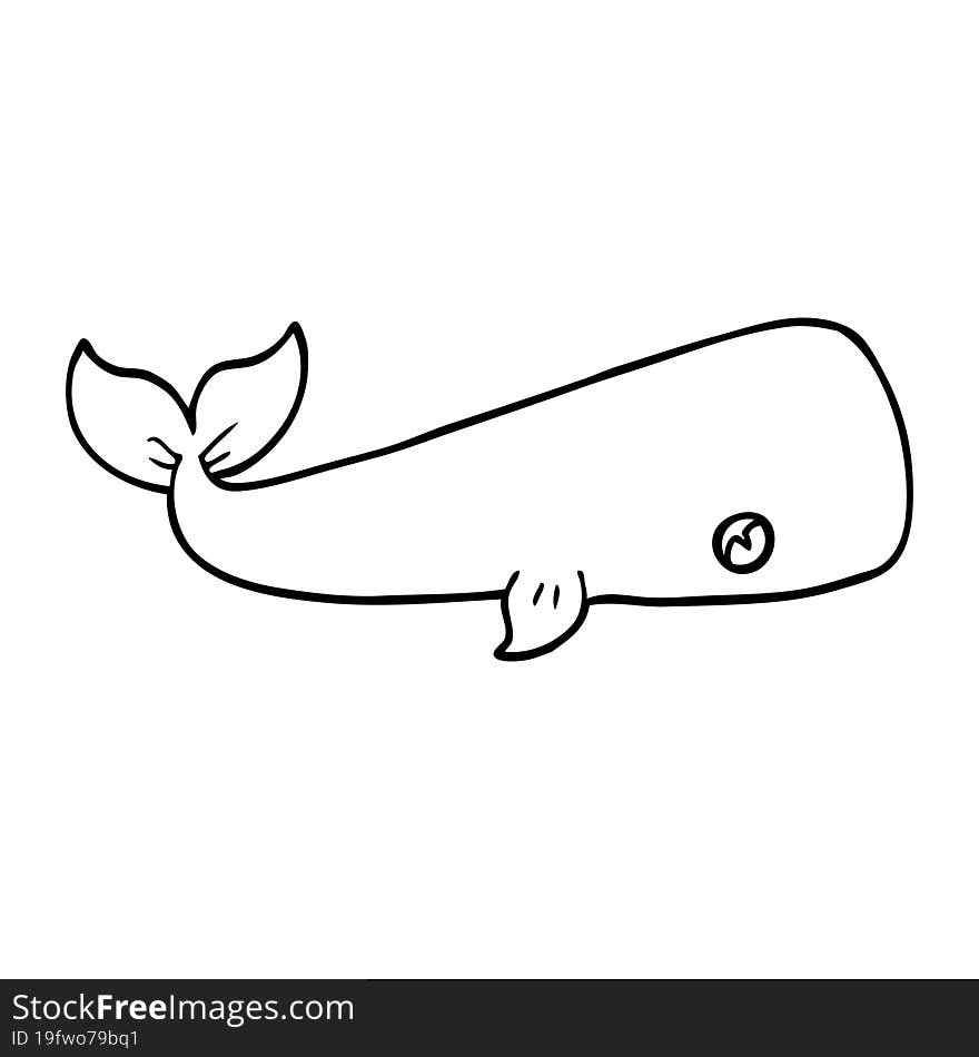 Line Drawing Cartoon Sea Whale