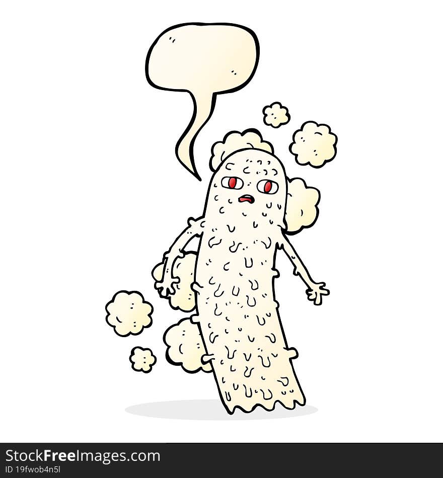 cartoon spooky ghost with speech bubble