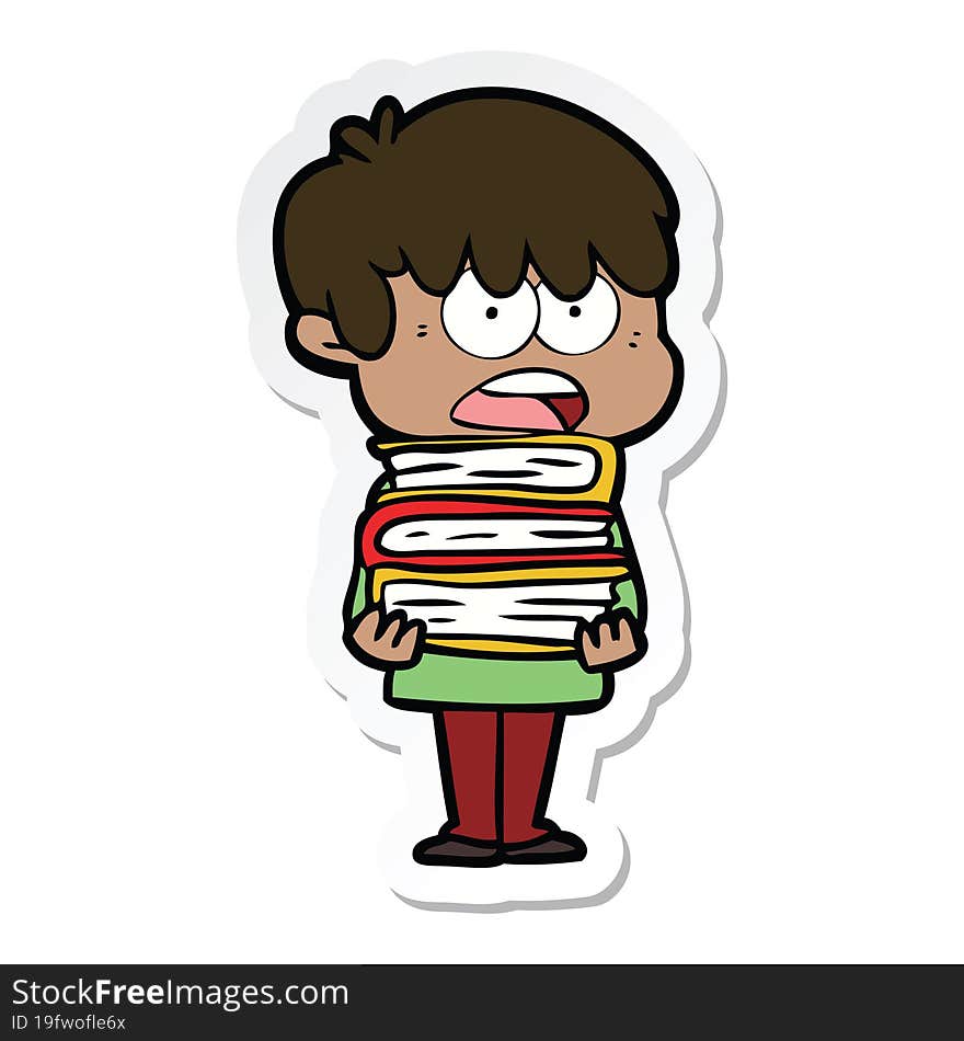 sticker of a worried cartoon boy