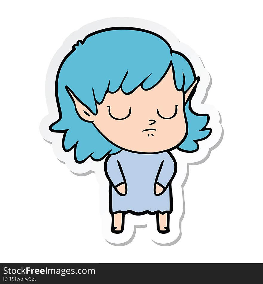 sticker of a cartoon elf girl