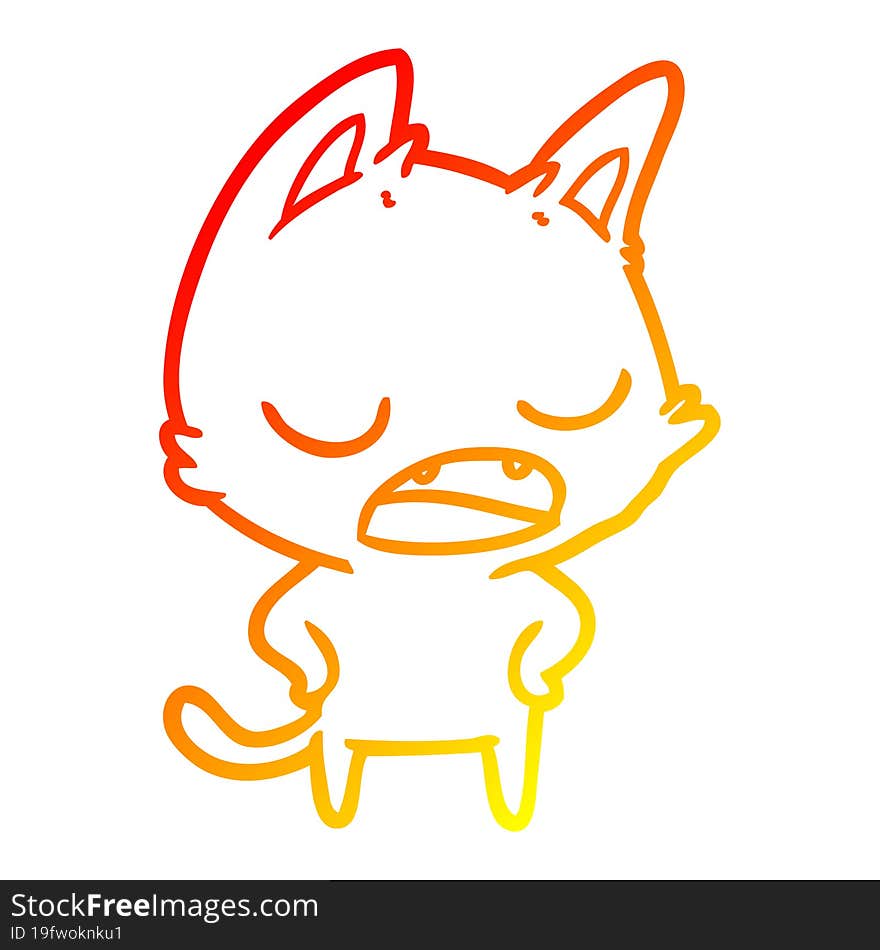 warm gradient line drawing talking cat cartoon