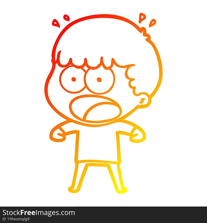 warm gradient line drawing cartoon shocked man