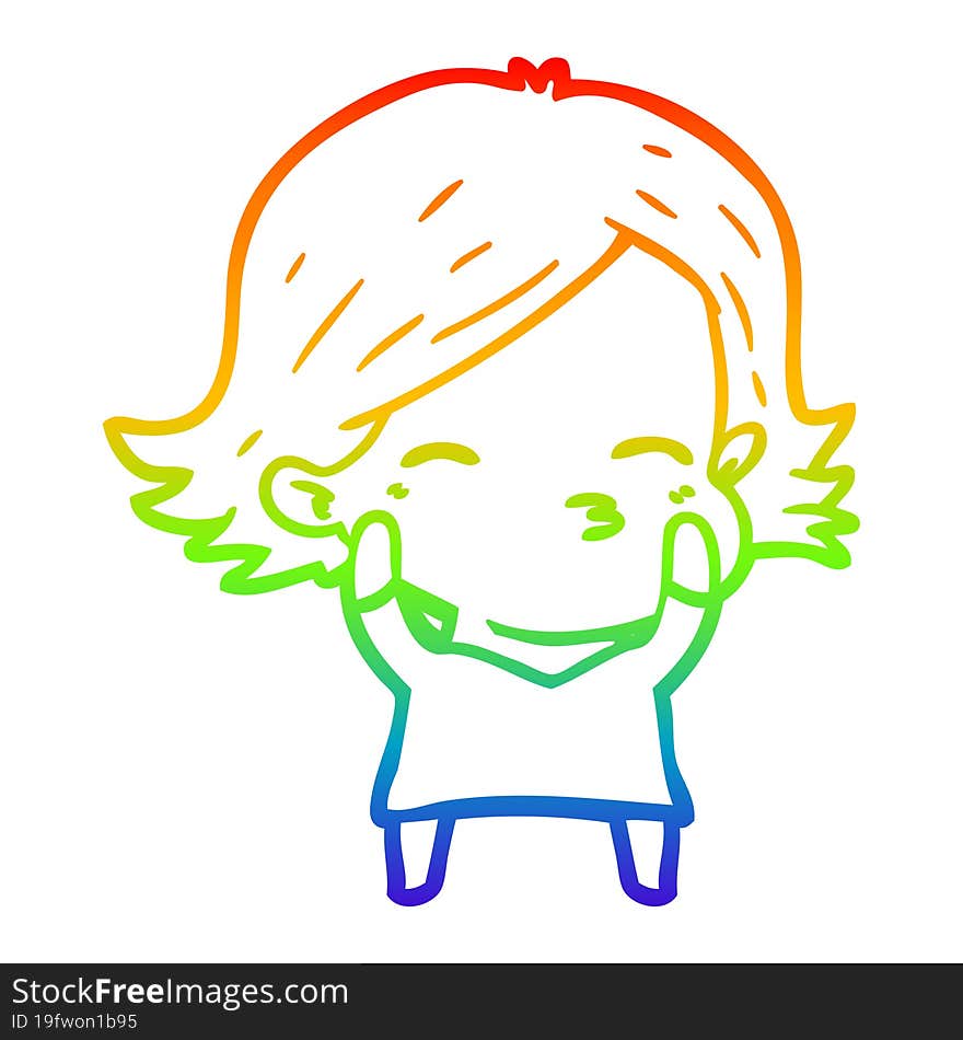 rainbow gradient line drawing of a cartoon woman