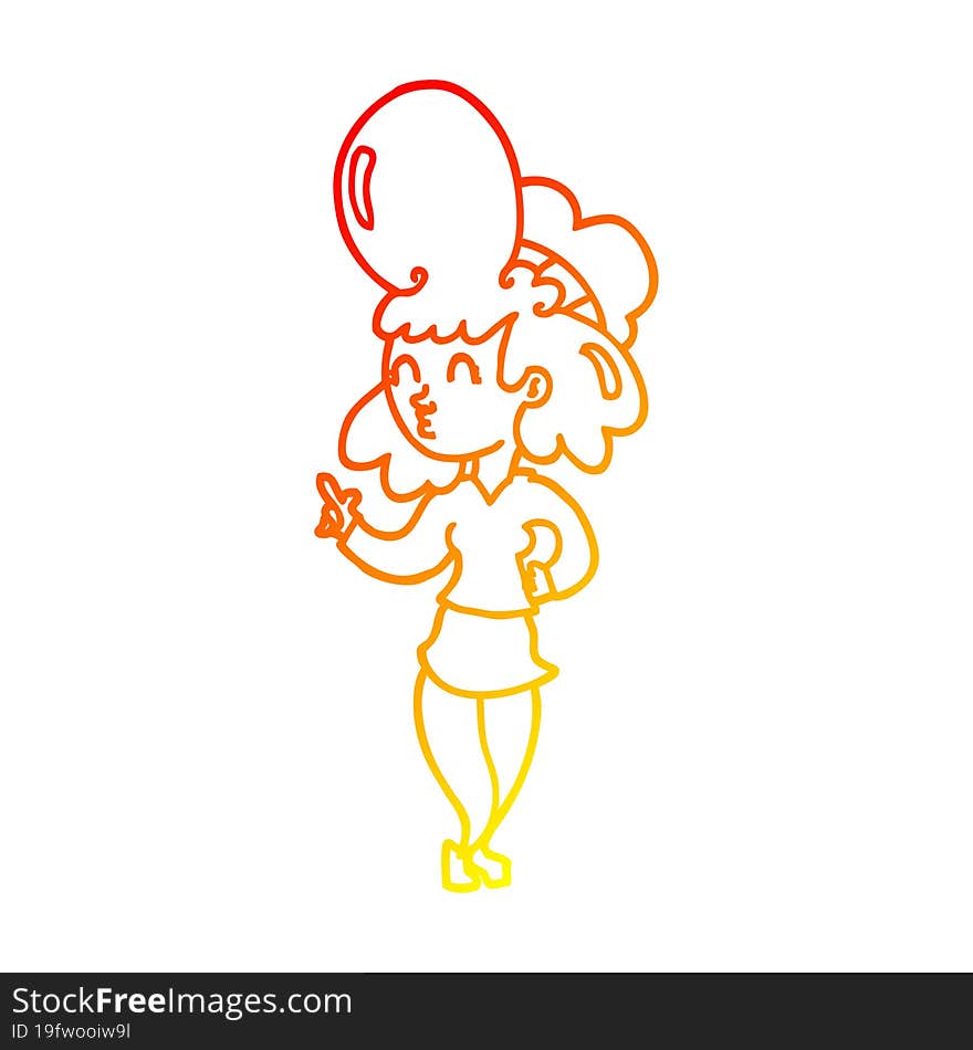 warm gradient line drawing of a cartoon woman with big hair