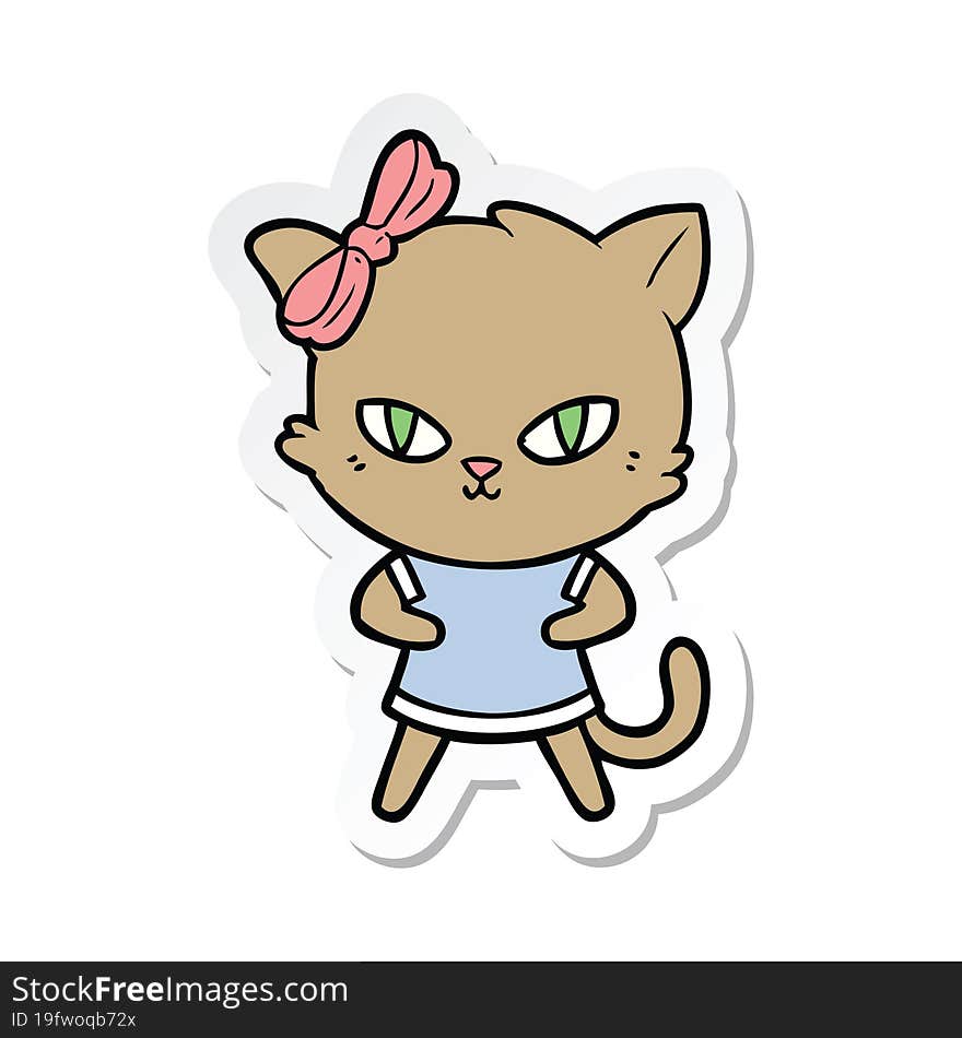 Sticker Of A Cute Cartoon Cat