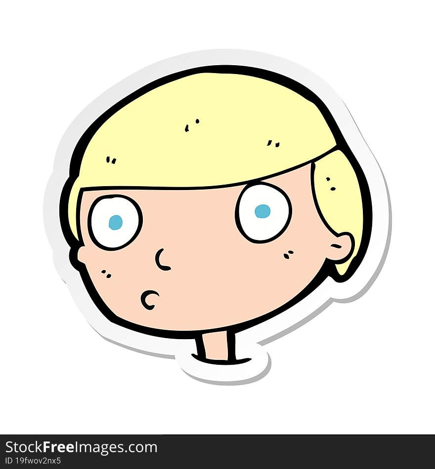 sticker of a cartoon boy staring