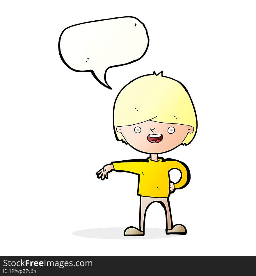 cartoon happy man with speech bubble