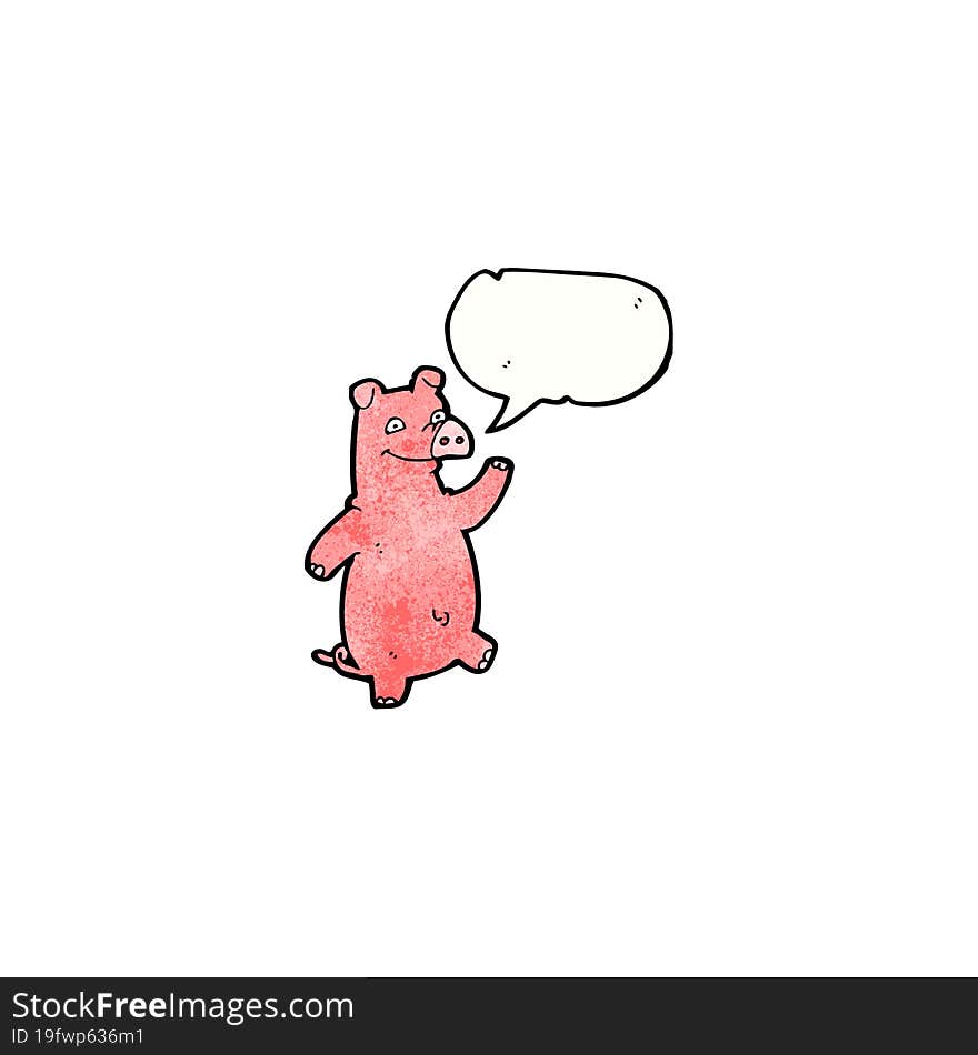 cartoon pig with speech bubble