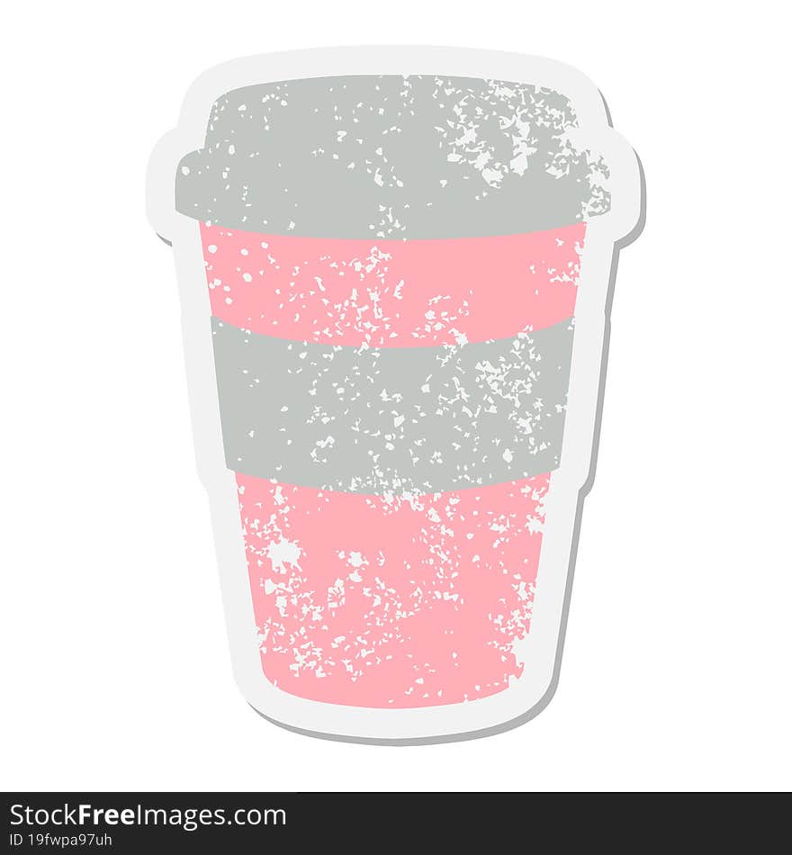 Take Out Coffee Cup Grunge Sticker