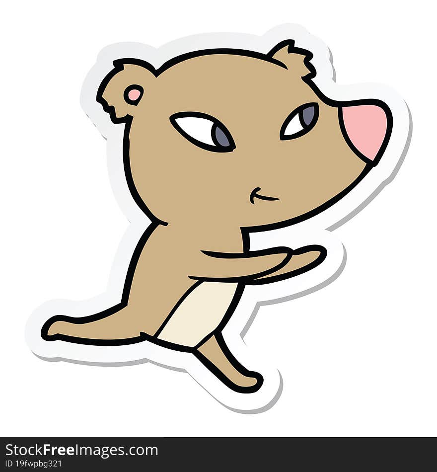 Sticker Of A Cute Cartoon Bear