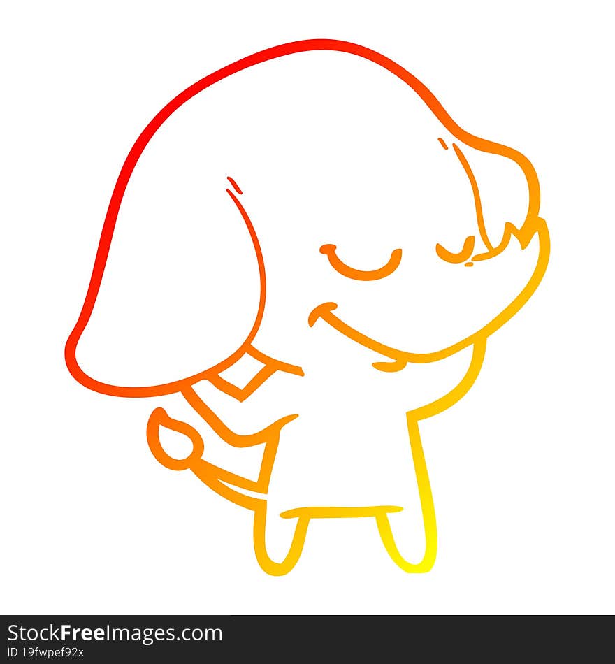 warm gradient line drawing cartoon smiling elephant