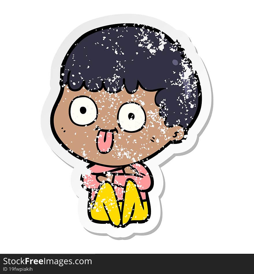 distressed sticker of a cartoon man staring