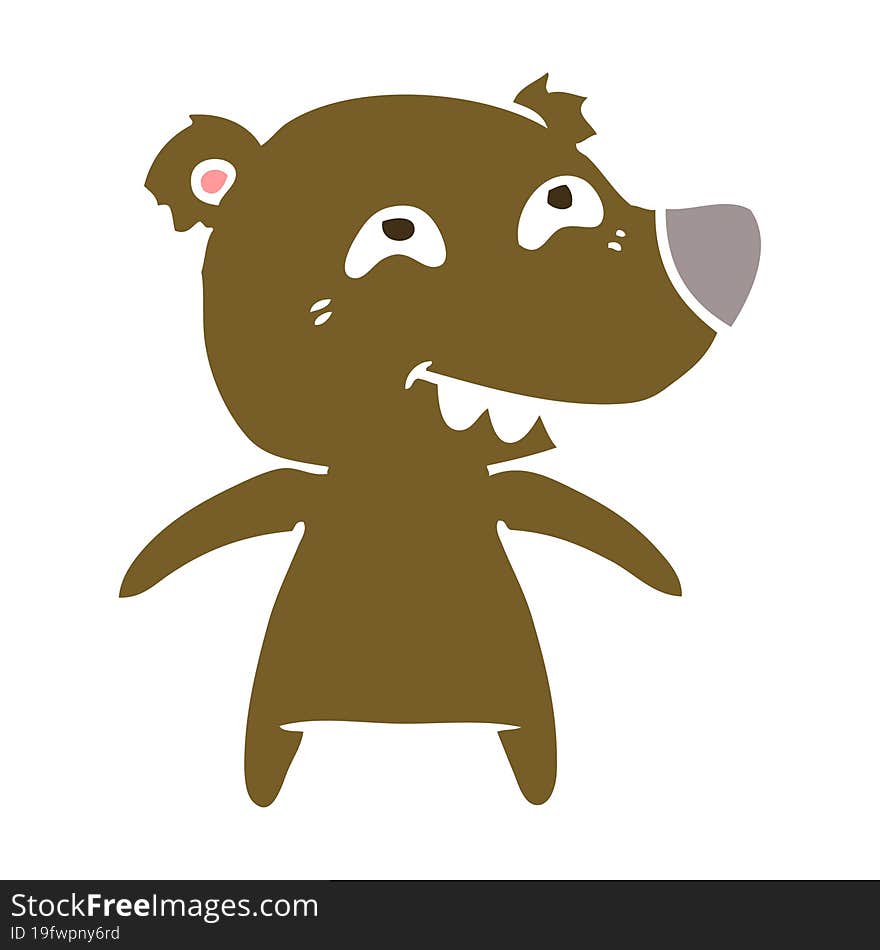 flat color style cartoon bear showing teeth