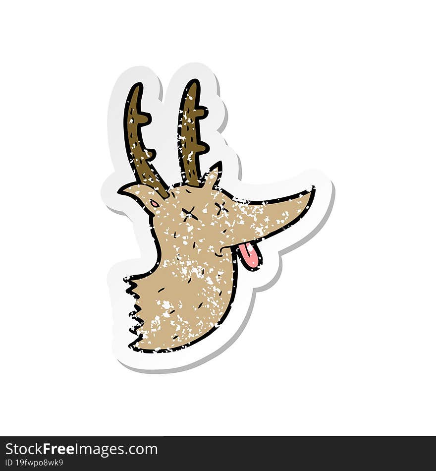 retro distressed sticker of a cartoon deer head